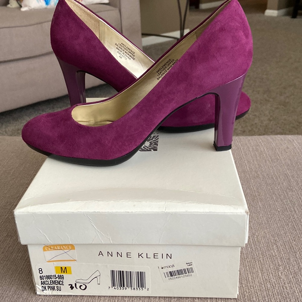 Ann Klein purple suede pumps.